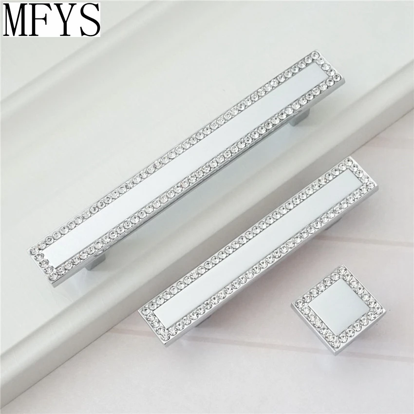 Square Rhinestone Drawer Pull / Glass Crystal Dresser Pulls Handles Knobs / Handle Bling