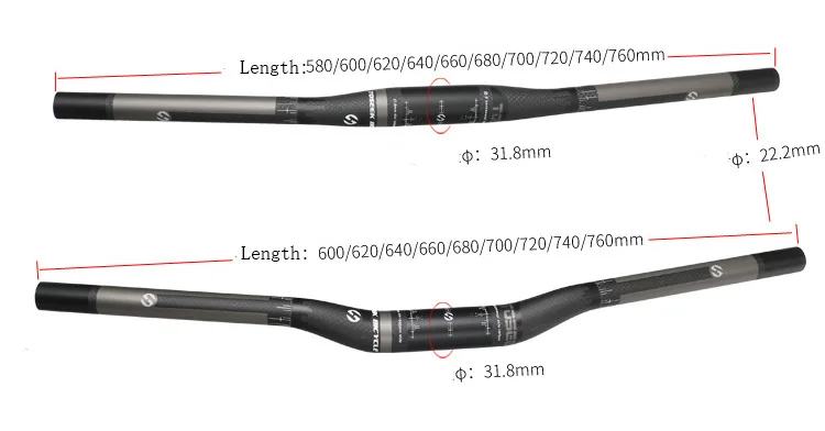 TOSEEK Углеродный руль для велосипеда, горный плоский/подъемный руль для велосипеда 620-740мм* 31,8 мм, руль для горного велосипеда, руль для шоссейного велосипеда, запчасти