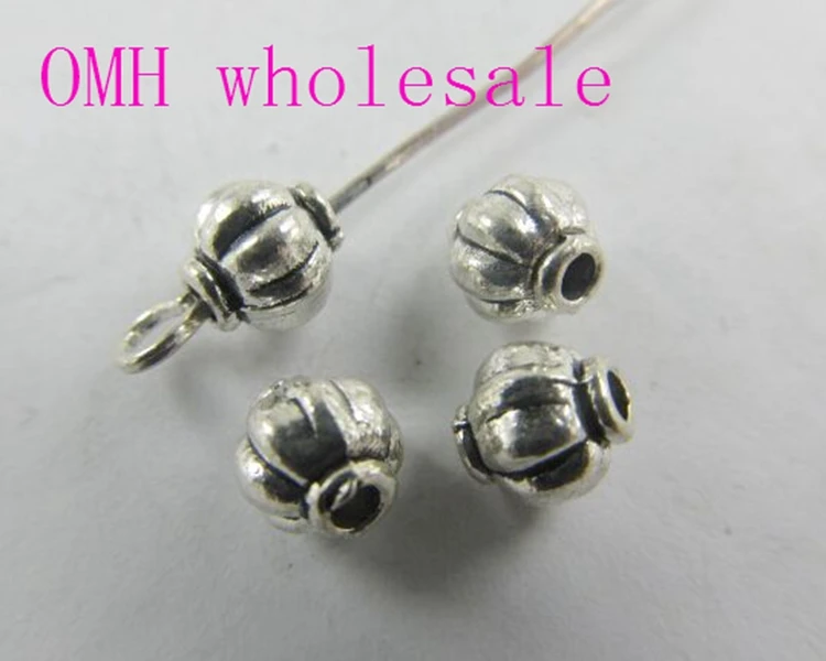 

OMH wholesale 50g 100pcs 6x6 mm Retro Tibetan silver Jewelry accessories Zinc alloy Lantern space beads for bracelet PJ155