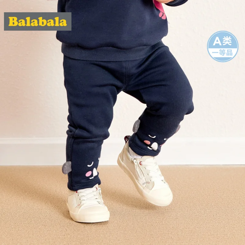 Balabala/штаны на флисовой подкладке с объемным медведем для маленьких девочек штаны