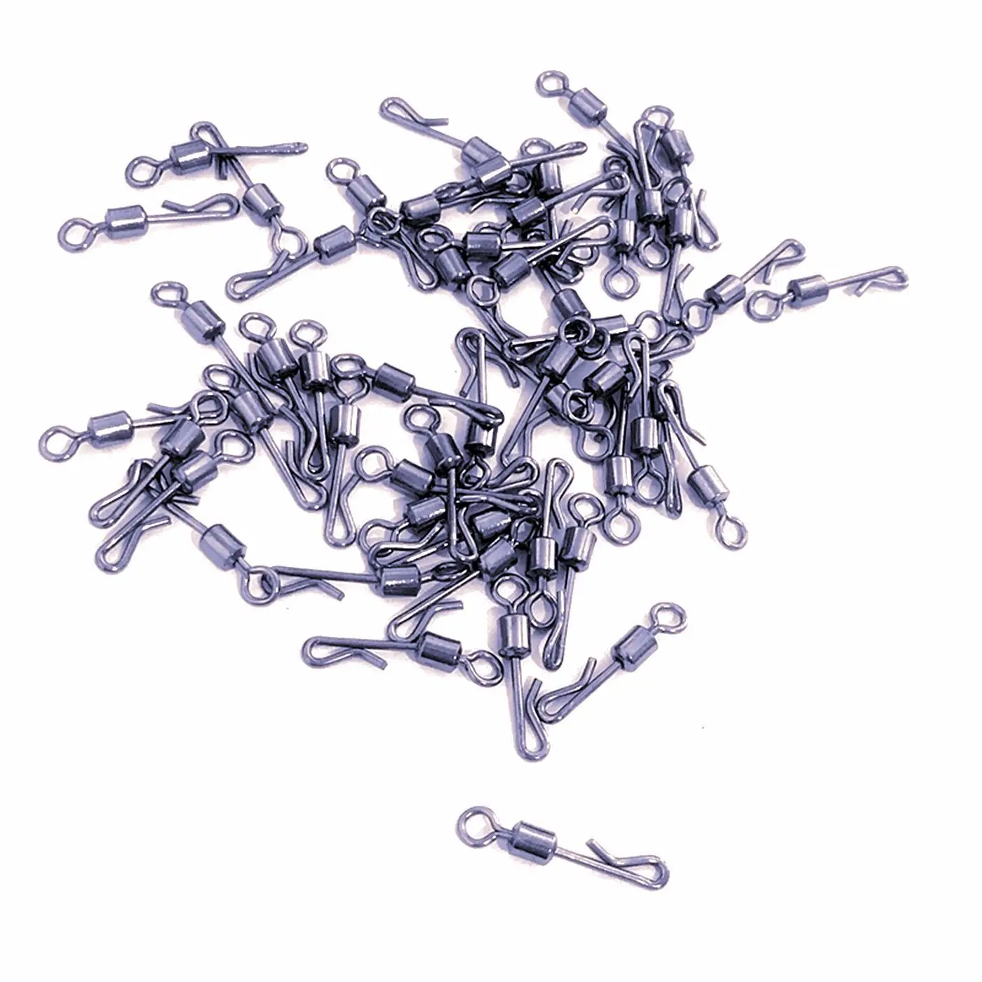 

50pcs/lot Q-shaped Swing Snap Quick Change Rolling Swivels Connector 8# 10# 12# Fishing Terminal Tackles