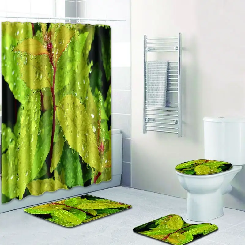 Бесплатная доставка 4 шт. красные листья Banyo Paspas Ванная комната ковры Toalete коврики для ванной набор Нескользящие Pad Tapis Salle De Bain alfombra Bano