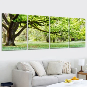 

4 Panel Tree Landscape Canvas Oil Painting Picture Home Decor Modular Wall Picture For Living Room No Frame Modern Prints PR50