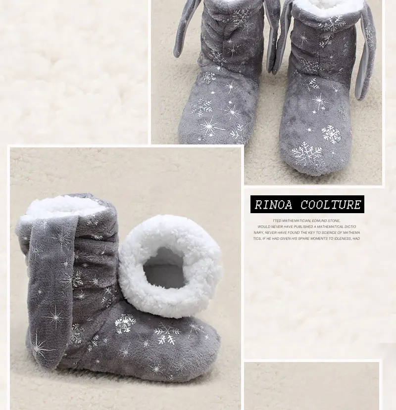 Женские зимние теплые удобные домашние тапочки со снежинками; обувь на мягкой подошве; женская плюшевая домашняя обувь; женские Тапочки