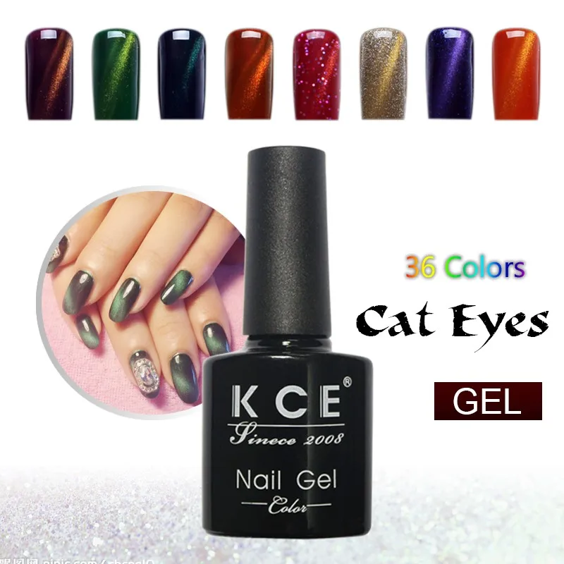 KCE Brand UV glue Nail Polish Manicure LED Cats Eye 36 Color 10 ml Healthy cat eye nail And Green Plastic paint Made In China