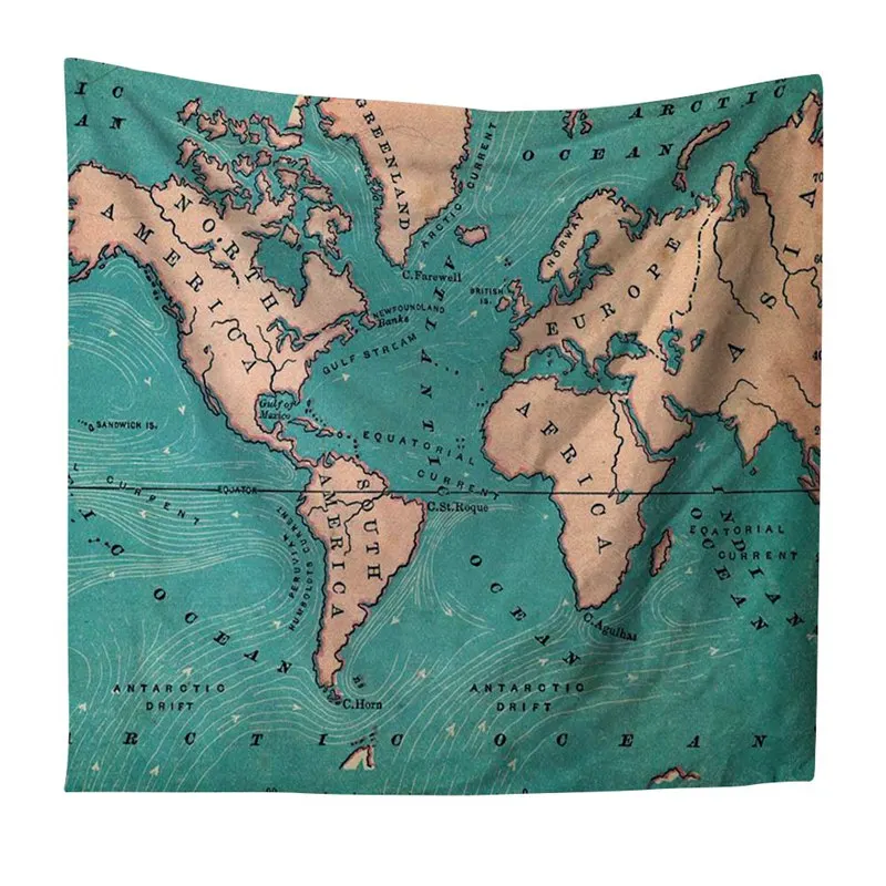 Гобелен карта мира акварелью гобелен настенный красочный гобелен с картой пляжный гобелен индийский декор для спальни гостиной