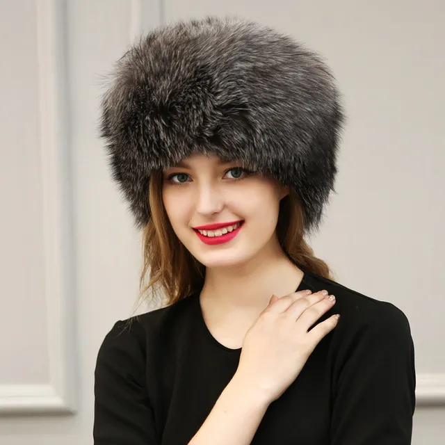 Women's Faux Fur Hats Raccoon Fox Fur Caps Russian Ushanka Winter Warm