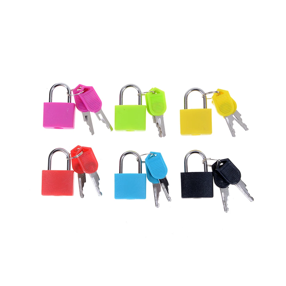 6 цветов небольшой мини Сильный стальной замок Путешествия крошечные чемодан замок с 2 ключами