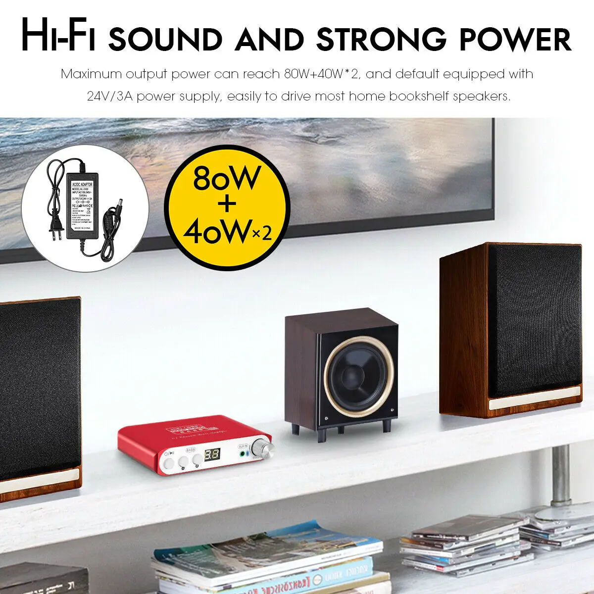 Nobsound Mini HiFi 2.1Channel Subwoofer Bluetooth 5.0 DSP Digital Power Amplifier Stereo Bass Amp With 24V/3A Power Supply voice amplifier