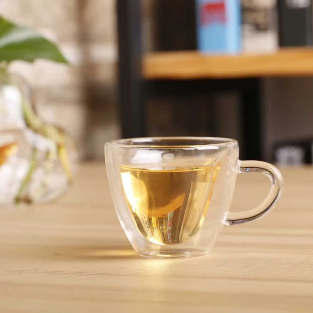 

OUTAD Heart Love Shaped Transparent Glass Double Wall Milk Glass Cup Coffee Tea Beer Cup Juice Mug Heat Resistance Drinkware Hot