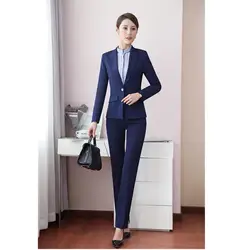 Индивидуальные новые женские деловые профессиональная одежда дамы тонкий одной кнопки костюм из двух Костюм из нескольких предметов