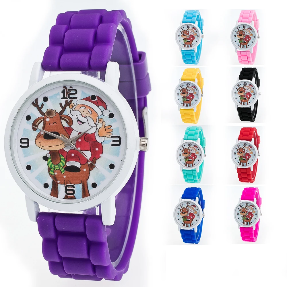 

Children Christmas Watches Santa Claus Pattern Kids Quartz-Watch Jelly Silicone Christmas Gift Causal Women Wristwatches Clock