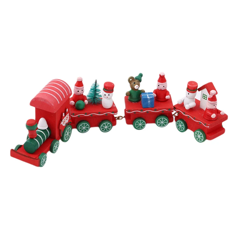 Рождественский поезд деревянная форма Natale украшение Санта Клаус Медведь рождественские детские игрушки деревянный подарок украшение для дома Navidad год - Цвет: red