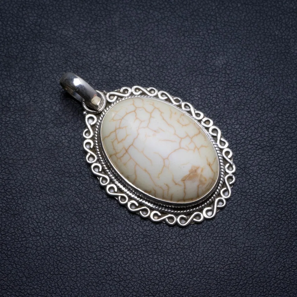 

Natural Shell Handmade Unique 925 Sterling Silver Pendant 1.5" X1496