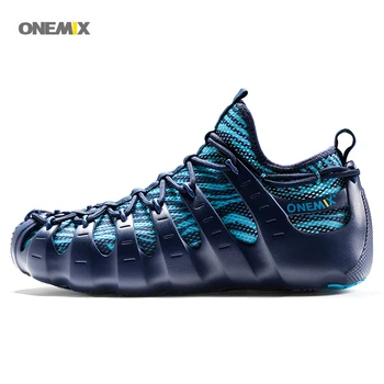 

ONEMIX 2017 Men's sports running shoes quick-drying breathable knitting mesh slippers walking Rome shoes driving shoes 1230B