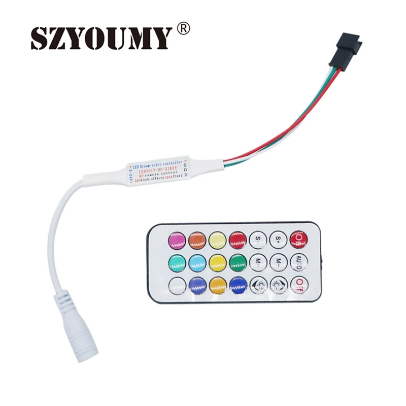 

SZYOUMY New 21 key IR Controller For Led Strip / Led Module Full Color WS2811 1903 WS2812B Module DC 5-24V