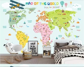 

beibehang wall papers home decor Wallpaper for kids room custom wallpaper cartoon map geometric wallpaper papel de parede 3d