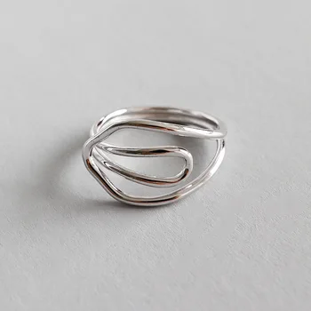 

SMALL SIZE 100% real. 925 sterling silver hollow Cross Lines Open Rings J18