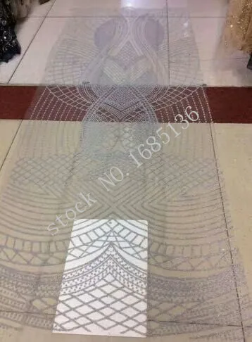 

2017 beautiful flower style silver lace fabric for African embroidery Nigeria special wedding dress / evening dress fabric