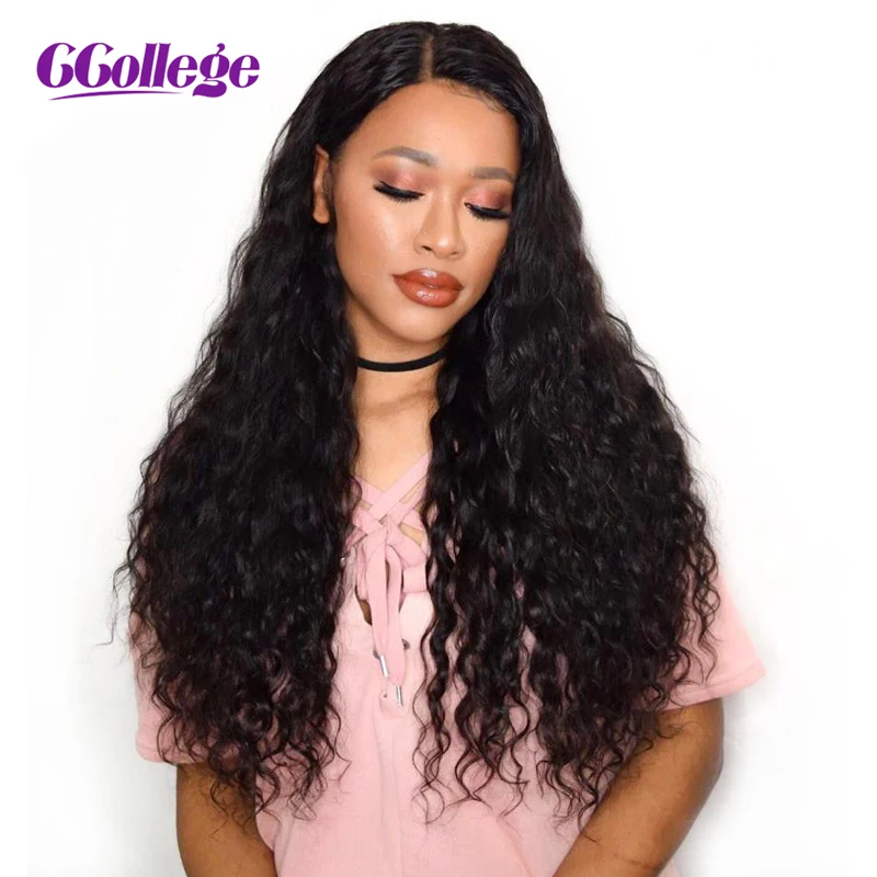 Brazilian Hair Water Wave Bundles With Closure 100% Remy Human Hair Extension 3 Bundles With Lace Closure Natural Color Ccollege
