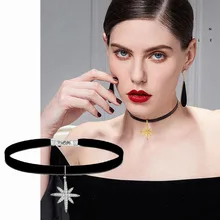 SINLEERY готическое черное кожаное ожерелье ручной работы ожерелье с кристаллами Снежинка звезда кулон для женщин Collares XL043 SSB