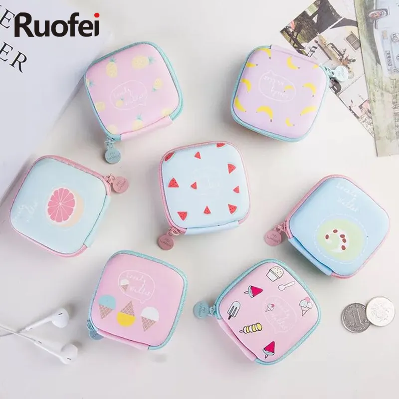 

New Cartoon Candy Color Coin PU Purse Key Wallet Earphone Organizer Storage Box Cute Cartoon Money Bag Men and women wallet