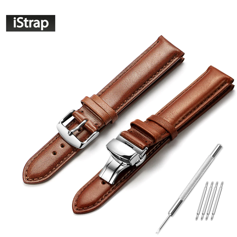 Ремешок для часов iStrap 18 мм 19 20 21 22 сменный темно коричневый ремешок из натуральной