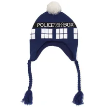 Doctor Who теплые шапки и кепки TARDIS Bobble вязаные плетеные кисточки полицейская коробка шапочка для подарков Косплей Реквизит спортивная шапка s для пар