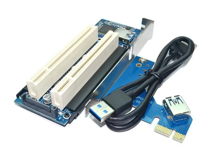 BEESCLOVER PCI-Express PCI-e a tarjeta adaptador PCIe a Doble Tarjeta de expansión de ranura PCI USB 3,0 añadir tarjetas convertidor r20
