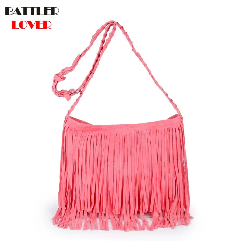 BATTLERLOVER, женская сумка с кисточками, роскошные дизайнерские сумки на плечо, женские брендовые сумки, женские сумки через плечо - Цвет: Pink