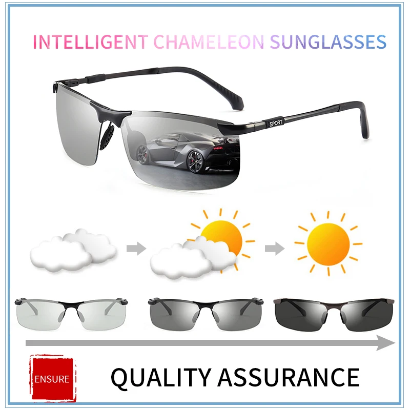 HDCRAFTER новые фотохромные солнцезащитные очки для мужчин для вождения поляризованные солнцезащитные очки oculos de sol masculino Размер: 66mm-19mm-141mm