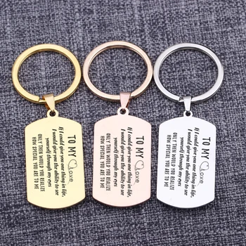 

Keychains To My Love Present Romantic Words Lettering Key Rings Dog Tag Couples Jewelry Pendant Key Holder Accessories Charms