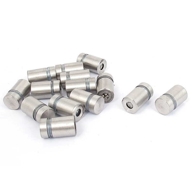 Frameless Glass 12mm x 20mm Stainless Steel Standoff Pins Clamp 14pcs