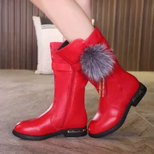 Зима ; сапоги из натуральной кожи высокие сапоги для девочек туфли из хлопка детские зимние сапоги ботинки «мартенс»