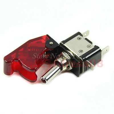 

12V Car Racing On Off Aircraft Type Red LED Toggle Switch Control Red Flip Cover