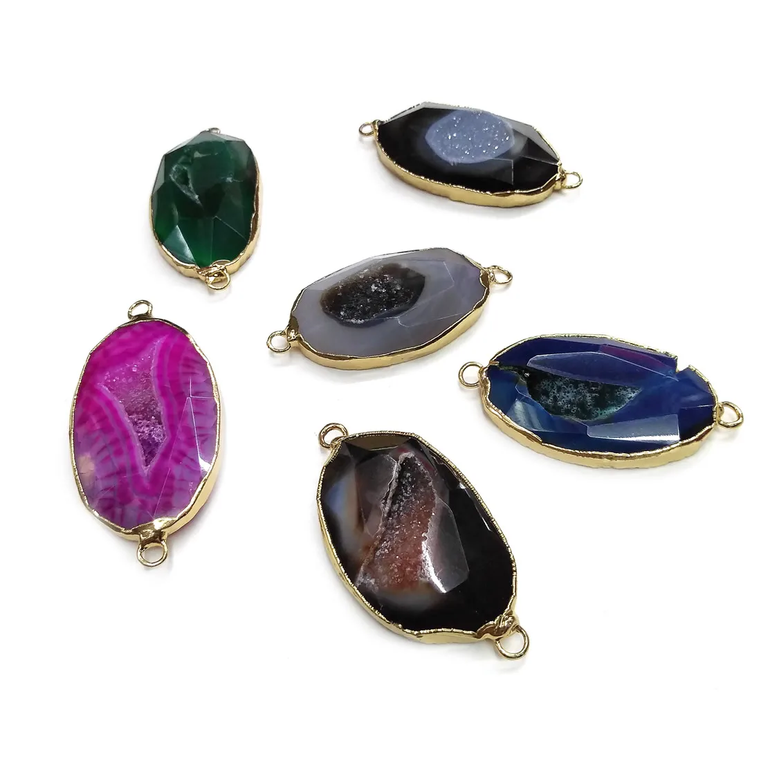 

Natural Agates Pendants Charms Connector Pendant for Jewelry Making DIY Accessories Fit Necklaces Size 20x40-25x45mm