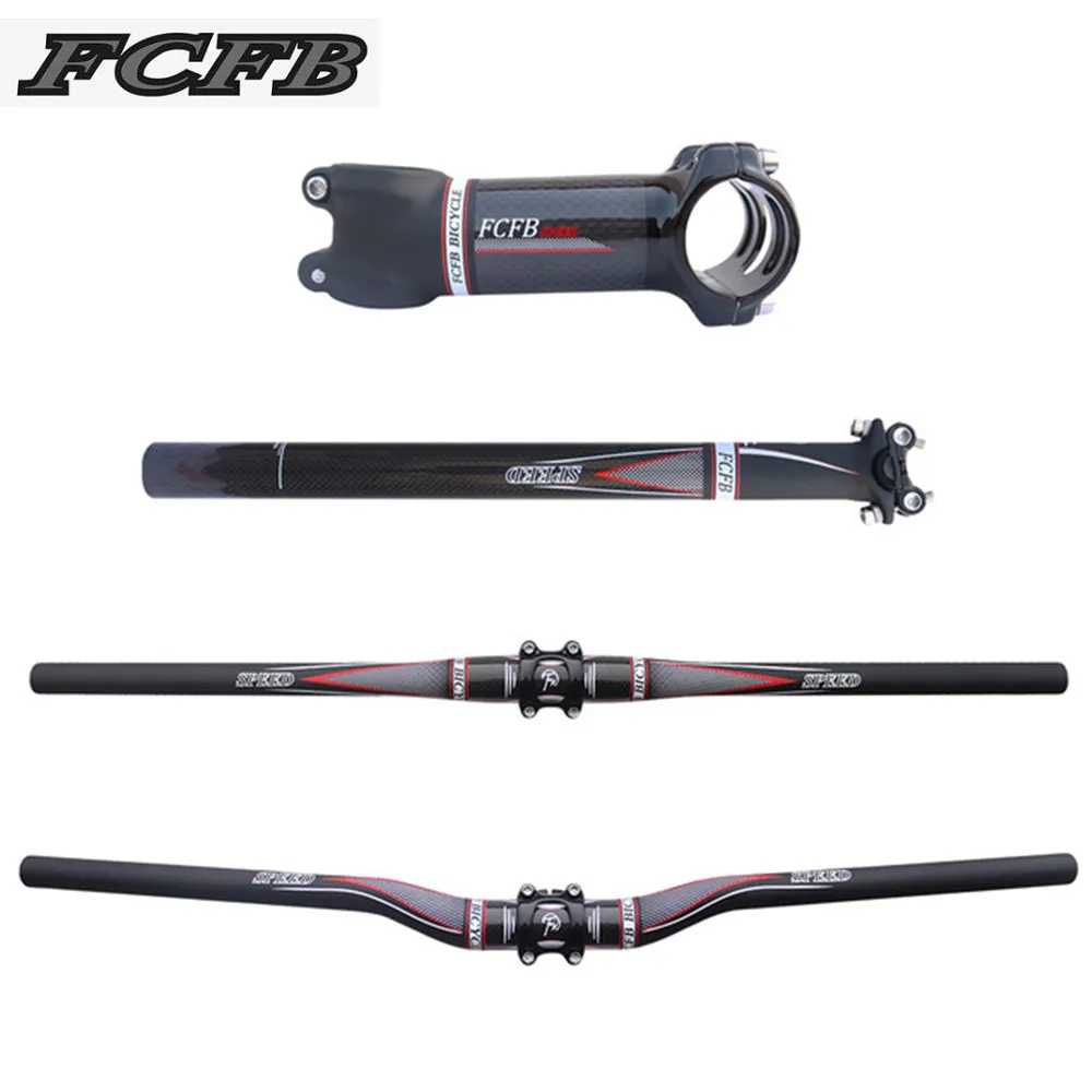 2017 FCFB glossy 3K+matt UD flat or rise carbon fibre mtb bike carbonhandlebar set Stem seatpost handlebar seat mountain road цена 2017 FCFB glossy 3K+matt UD flat or rise carbon fibre mtb bike carbonhandlebar set Stem seatpost handlebar seat mountain road цены онлайн