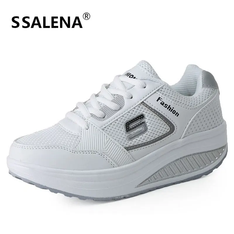 

Women Toning Shoes Women Platform Wedge Fitness Outdoor Shoes Spring Autumn Lace Up Breathable Swing Shoes A681