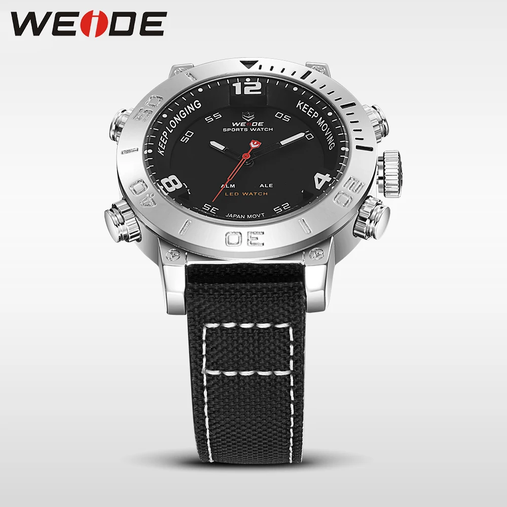 WEIDE watch luxury brand quartz watch sport digital nylong dress watch fashion casual water resistant black alarm clock relogio