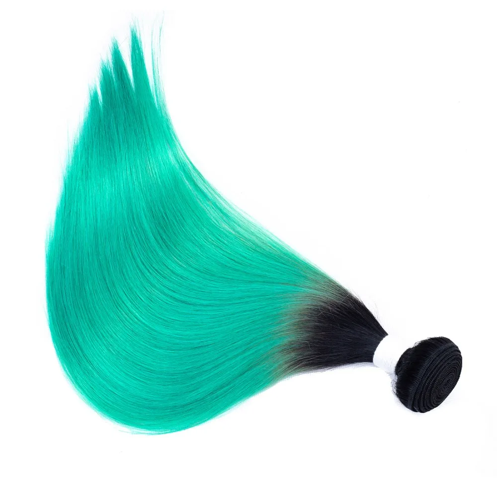 Piaoyi Омбре бразильские прямые волосы пучки с закрытием OT Изумрудный цвет человеческие волосы 3 пучка с закрытием не Реми