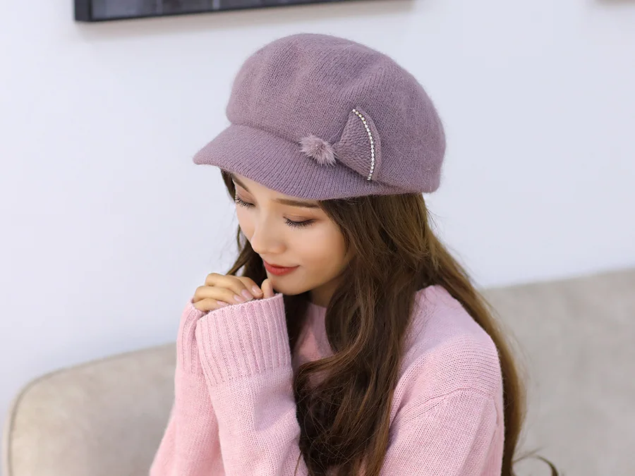 Seioum 2018 зима теплая вязаная шапка женская маска вязаные шапки для женщин шапочка шляпы двойной слой волос кролика материал крышки