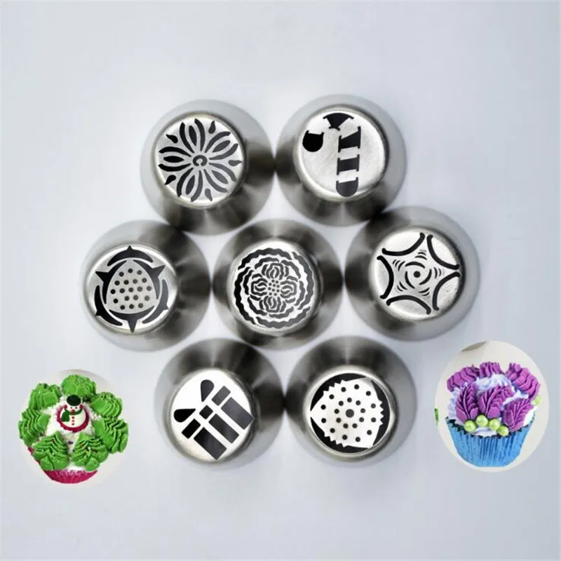 

Delfenfen 7PCS/Set Tree Leaves Dessert Decorators Stainless Steel Russian Icing Piping Nozzles Pastry Tips Cake Tools