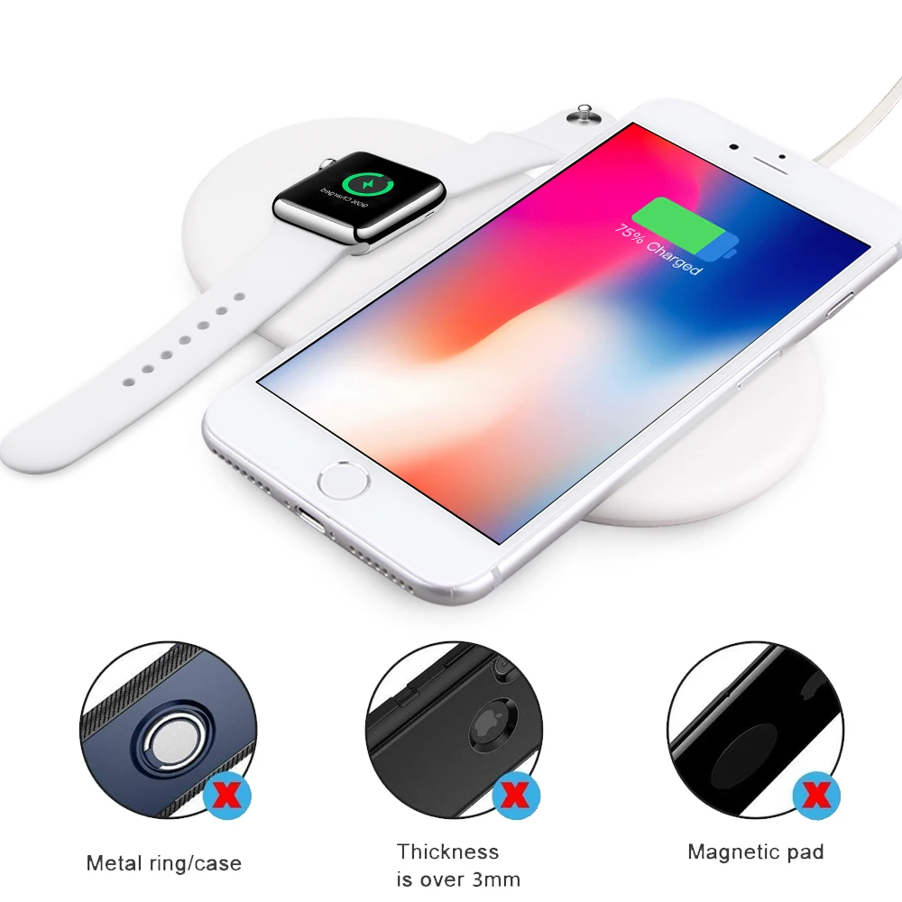 Ascromy беспроводная док-станция для зарядного устройства подставка держатель для Apple Watch 4 3 2 iPhone XS Max XR X 8 Plus телефон Индукционная зарядка Pad