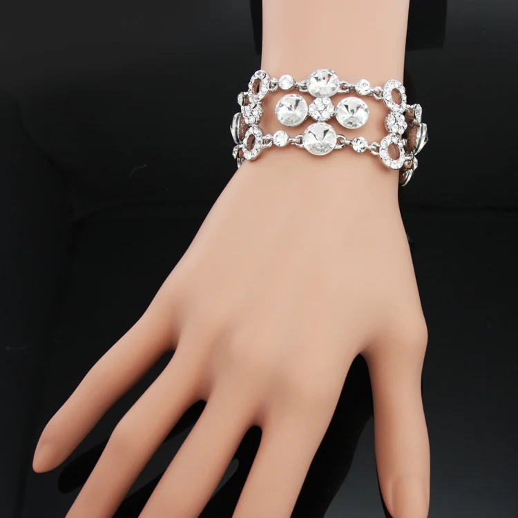 

OCESRIO Luxury Chain&Link Bracelets for women Silver Big Crystal bracelets & bangles Statement Bracelet Wedding Jewelry brt-j99