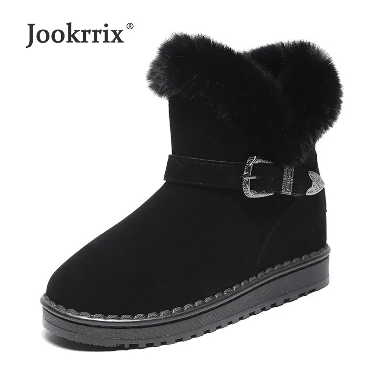 

Jookrrix 2018 Casual Shoes Women Fashion Brand Warm Snow Boots Lady chaussure Real Leather Ankle Boots Winter Female footware