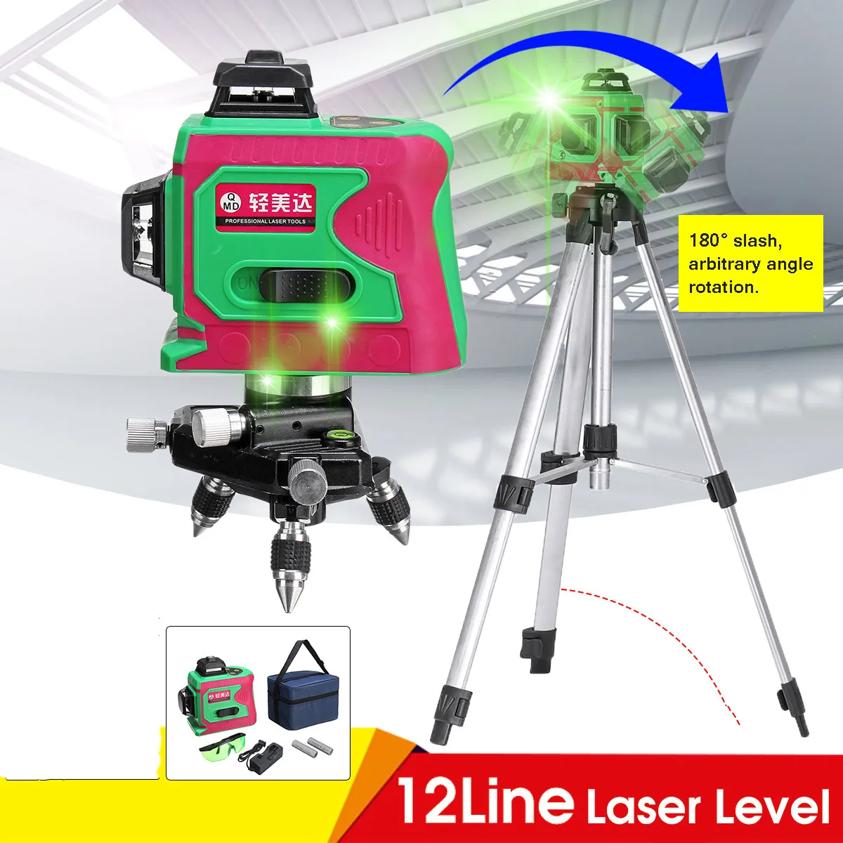 

ZEAST 3D 12 Line Laser Level Auto Self Leveling 360 Rotary Measure Vertical Horizontal Cross Waterproof Stability +1.5m Tripod