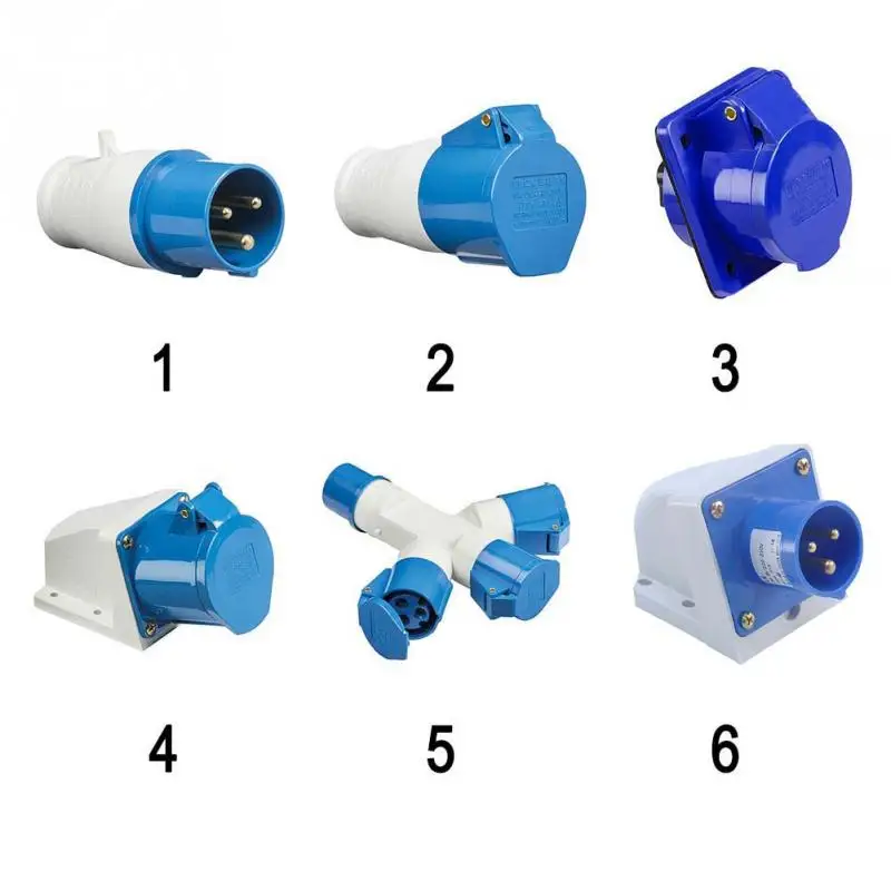 

NEW Blue 240V 16 AMP 3 PIN Indudtrial Site Plug & Sockets IP44 2P+E Male/Female