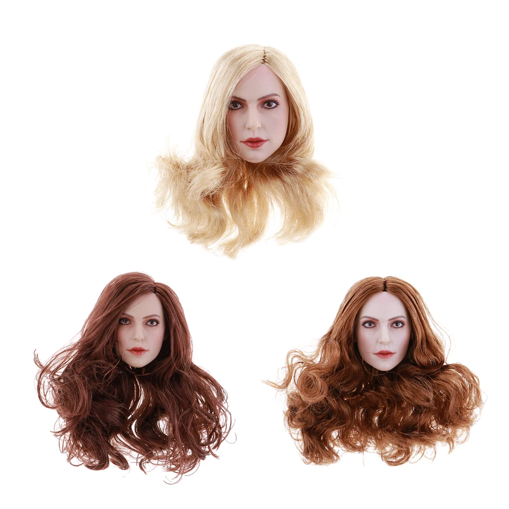 

1/6 Scale European Doll Head Sculpt Long Hair for 12inch Phicen Kumik Action Figure Toys Body Accs