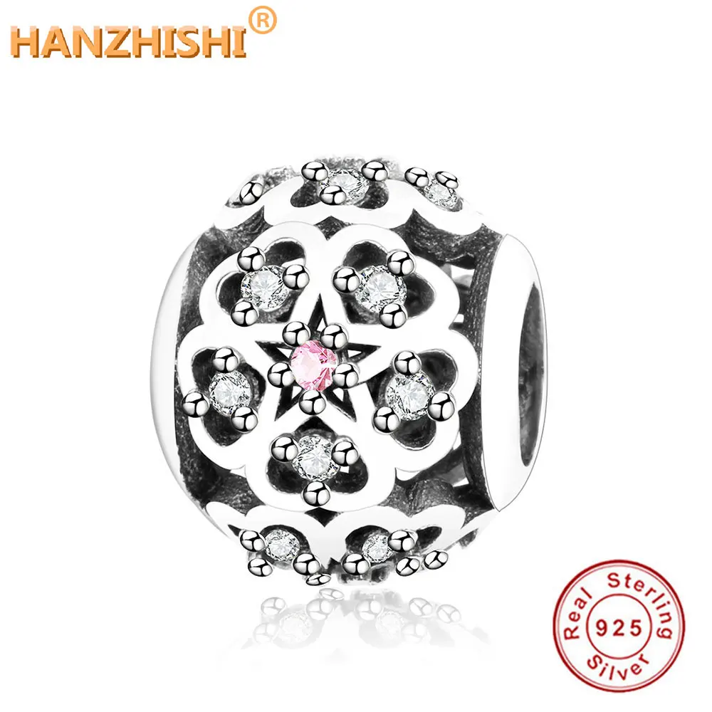 

Fits Original Pandora Charms Bracelet DIY Jewelry Making 925 Sterling Silver Flower Heart Openwork Charm Beads With Mix CZ 2018