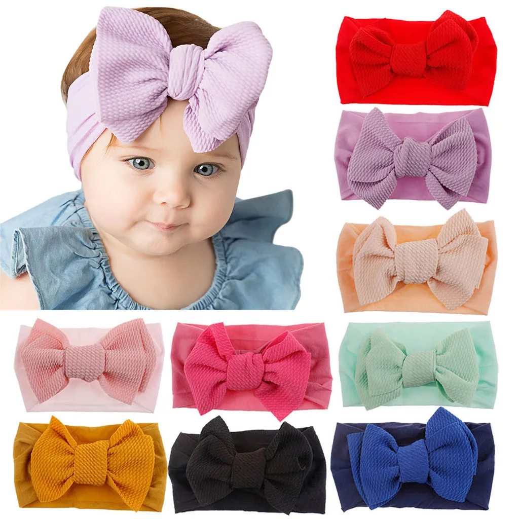 Baby Girl Headwear Elastic Turban Nylon Headband Flower Hairband Beanie Hat